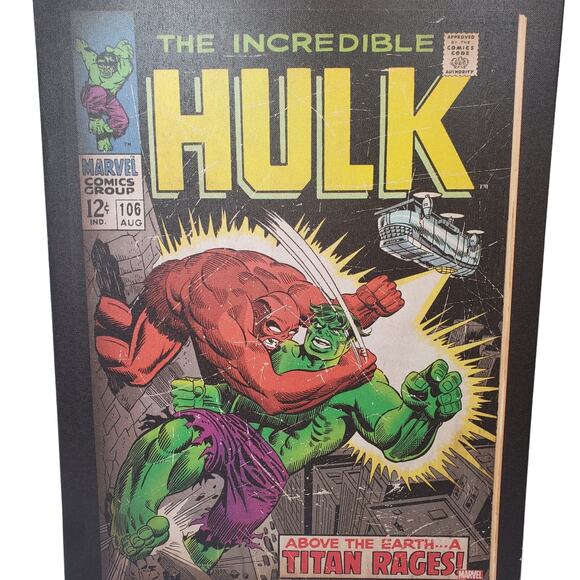 Artissimo Marvel Incredible Hulk Comic Cover Canvas Wall Art 18" x 14" Decor - Picture 2 of 7